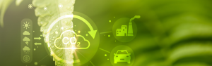 Graphic depicting carbon reduction- decorative only